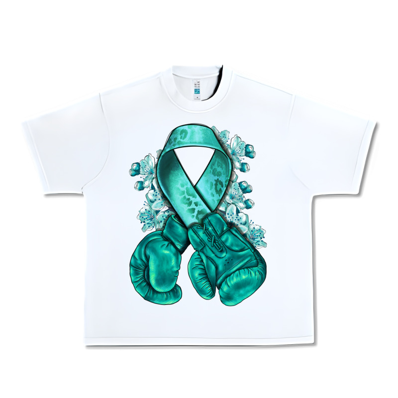 Teal Ribbon With Boxing Gloves Urban Heavy Tee by NancyCooperArtShop | Teevron