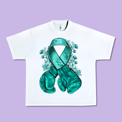 Teal Ribbon With Boxing Gloves Urban Heavy Tee Designed By Nancycooperartshop