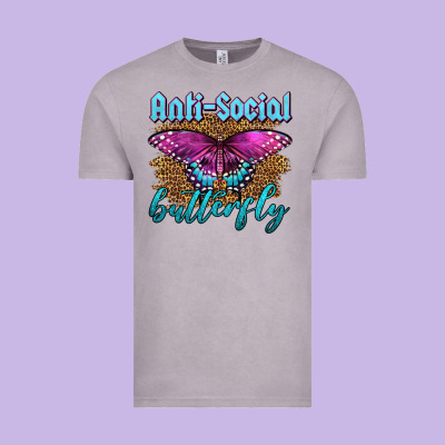 Western Anti-social Butterfly Vintage Tee Designed By Lillyallendesigns