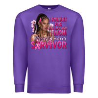 Purple i fought for my life and i won afro woman Premium Sweatshirt - NancyCooperArtShop