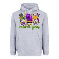 Heather Grey Mardi Gras with jester Heavyweight Hoodie - NancyCooperArtShop