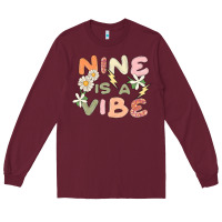 Burgundy nine is a vibe Long Sleeve Tee - MaliasSmallBusiness