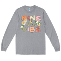 Heather Grey nine is a vibe Long Sleeve Tee - MaliasSmallBusiness