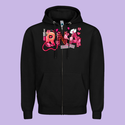 Rna Breast Cancer Registered Nurse Assistant Zipper Hoodie Designed By Lillyallendesigns