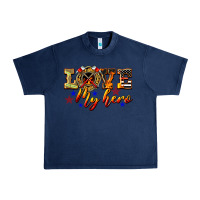 Navy Love My Hero Firefighter Urban Heavy Tee - LillyAllenDesigns