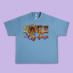 Love My Hero Firefighter Urban Heavy Tee Designed By Lillyallendesigns