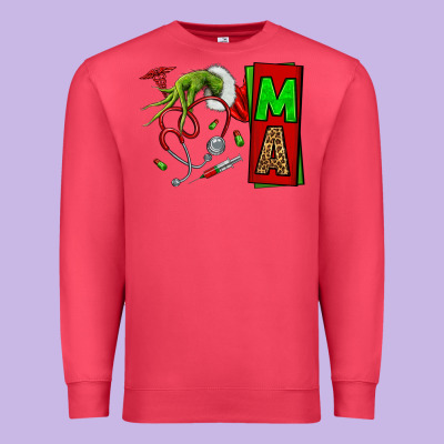 Christmas Character Nurse Premium Sweatshirt Designed By Nancycooperartshop