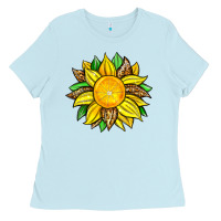 Baby Blue lemon sunflower Ladies Tee - Zillion Design Studio