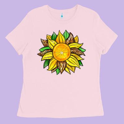 Lemon Sunflower Ladies Tee Designed By Zillion Design Studio