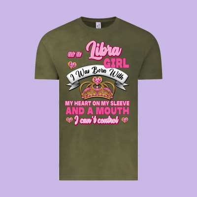 As A Libra Girl I Was Born With My Heart On My Sleeve And A Mouth Vintage Tee Designed By Jasminsmagicworld