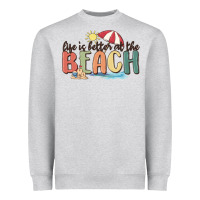 Heather Grey life is better at the beach Heavyweight Sweatshirt - MaliasSmallBusiness