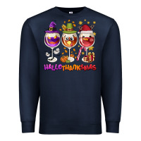 Navy Hallothanksmas wine glasses Premium Sweatshirt - NancyCooperArtShop
