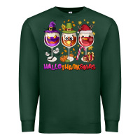 Sports Green Hallothanksmas wine glasses Premium Sweatshirt - NancyCooperArtShop