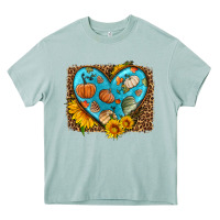 Arona fall pattern heart with leopard background Heavy Core Tee - HRA Design Shop