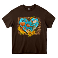 Chocolate Brown fall pattern heart with leopard background Heavy Core Tee - HRA Design Shop