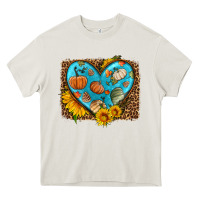 Cream fall pattern heart with leopard background Heavy Core Tee - HRA Design Shop