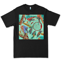 Black pipe tomahawk dreamcatcher headdress seamless patt Premium Tee - FaDigitalArtStudio