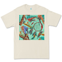 Bone pipe tomahawk dreamcatcher headdress seamless patt Premium Tee - FaDigitalArtStudio