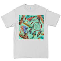 Dove Grey pipe tomahawk dreamcatcher headdress seamless patt Premium Tee - FaDigitalArtStudio