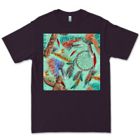 Plum pipe tomahawk dreamcatcher headdress seamless patt Premium Tee - FaDigitalArtStudio