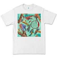 White pipe tomahawk dreamcatcher headdress seamless patt Premium Tee - FaDigitalArtStudio