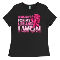 Black I Fought For My Life and I Won Breast Cancer Ladies Tee - texasbilliewilder