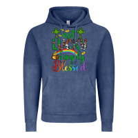 Vintage Denim Western St. Patrick's Day Cross Not Lucky Simply Blessed Vintage Hoodie - Artiststas