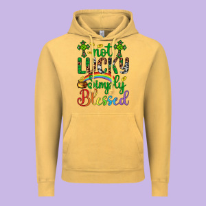 Western St. Patrick's Day Cross Not Lucky Simply Blessed Vintage Hoodie Designed By Artiststas