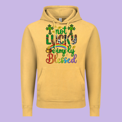 Western St. Patrick's Day Cross Not Lucky Simply Blessed Vintage Hoodie Designed By Artiststas