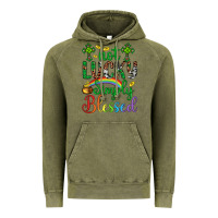 Vintage Olive Western St. Patrick's Day Cross Not Lucky Simply Blessed Vintage Hoodie - Artiststas