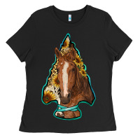 Black arrowhead horse Ladies Tee - RanaPortraitStore