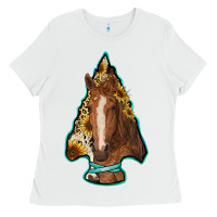 White arrowhead horse Ladies Tee - RanaPortraitStore