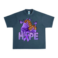 Midnight Navy hope lavender ribbon all cancers Urban Heavy Tee - NancyCooperArtShop