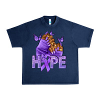 Navy hope lavender ribbon all cancers Urban Heavy Tee - NancyCooperArtShop