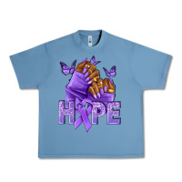 Pebble Blue hope lavender ribbon all cancers Urban Heavy Tee - NancyCooperArtShop
