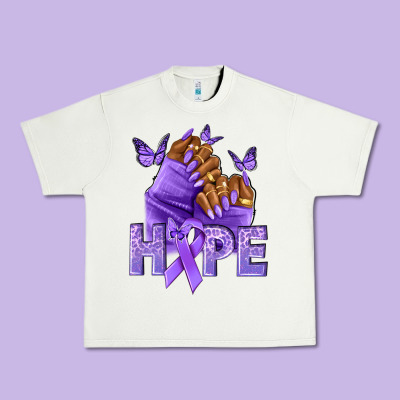 Hope Lavender Ribbon All Cancers Urban Heavy Tee Designed By Nancycooperartshop