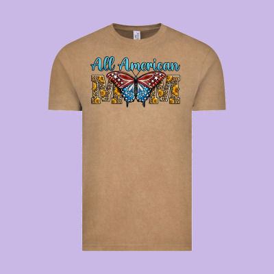 All American Mom American Flag Butterfly Vintage Tee Designed By Lillyallendesigns