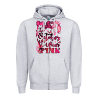 Heather Grey in october we wear pink Zipper Hoodie - LillyAllenDesigns