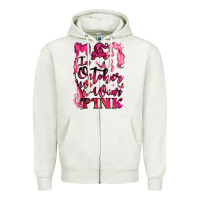 Oatmeal Heather in october we wear pink Zipper Hoodie - LillyAllenDesigns