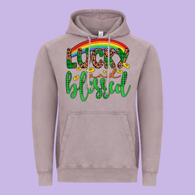 Western St. Patrick's Rainbow Lucky And Blessed Vintage Hoodie Designed By Artiststas
