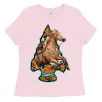 Bubblegum Pink arrowhead horse, Ladies Tee - RanaPortraitStore
