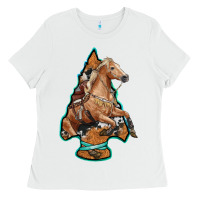 White arrowhead horse, Ladies Tee - RanaPortraitStore