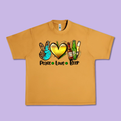 Peace Love Beer Urban Heavy Tee Designed By Adodesignshop