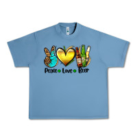 Pebble Blue peace love beer Urban Heavy Tee - AdoDesignShop