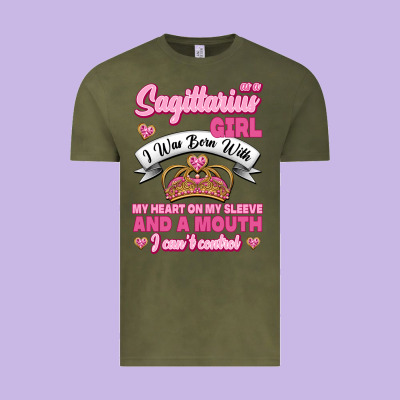 As A Sagittarius Girl I Was Born With My Heart On My Sleeve And  Mouth Vintage Tee Designed By Jasminsmagicworld