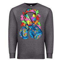Charcoal Heather autism awareness with boxing gloves Premium Sweatshirt - NancyCooperArtShop