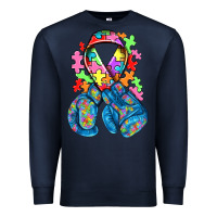 Navy autism awareness with boxing gloves Premium Sweatshirt - NancyCooperArtShop