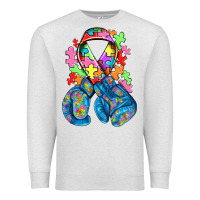 Oatmeal Heather autism awareness with boxing gloves Premium Sweatshirt - NancyCooperArtShop