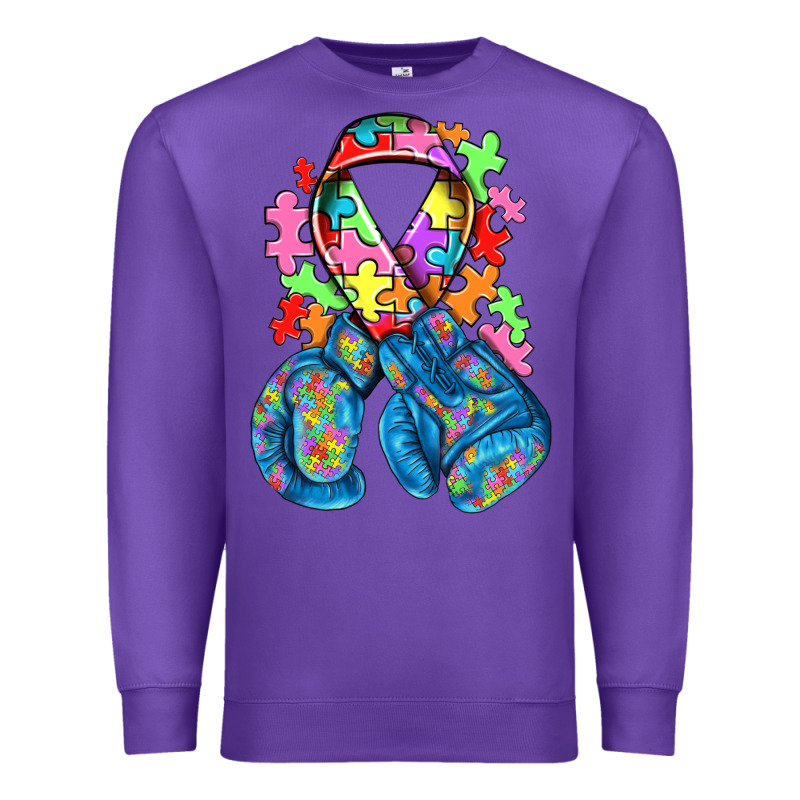 Autism Awareness With Boxing Gloves Premium Sweatshirt by NancyCooperArtShop | Teevron