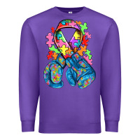 Purple autism awareness with boxing gloves Premium Sweatshirt - NancyCooperArtShop